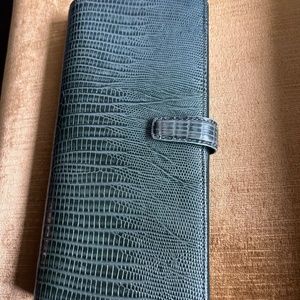 Filofax Travel Wallet Green 'Lizard embossed'